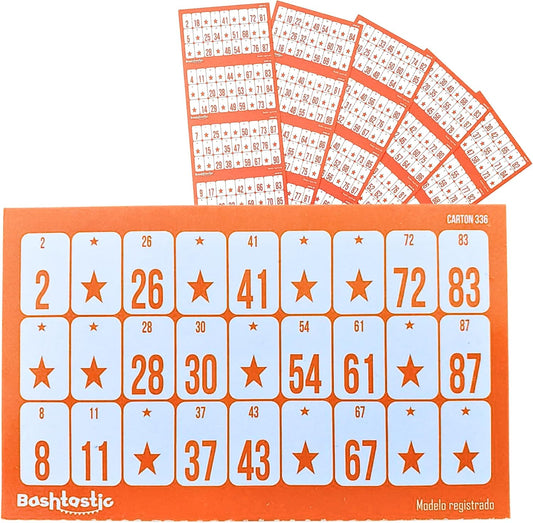 Cartones de Bingo Desechables 504 Naranja - Bashtastic