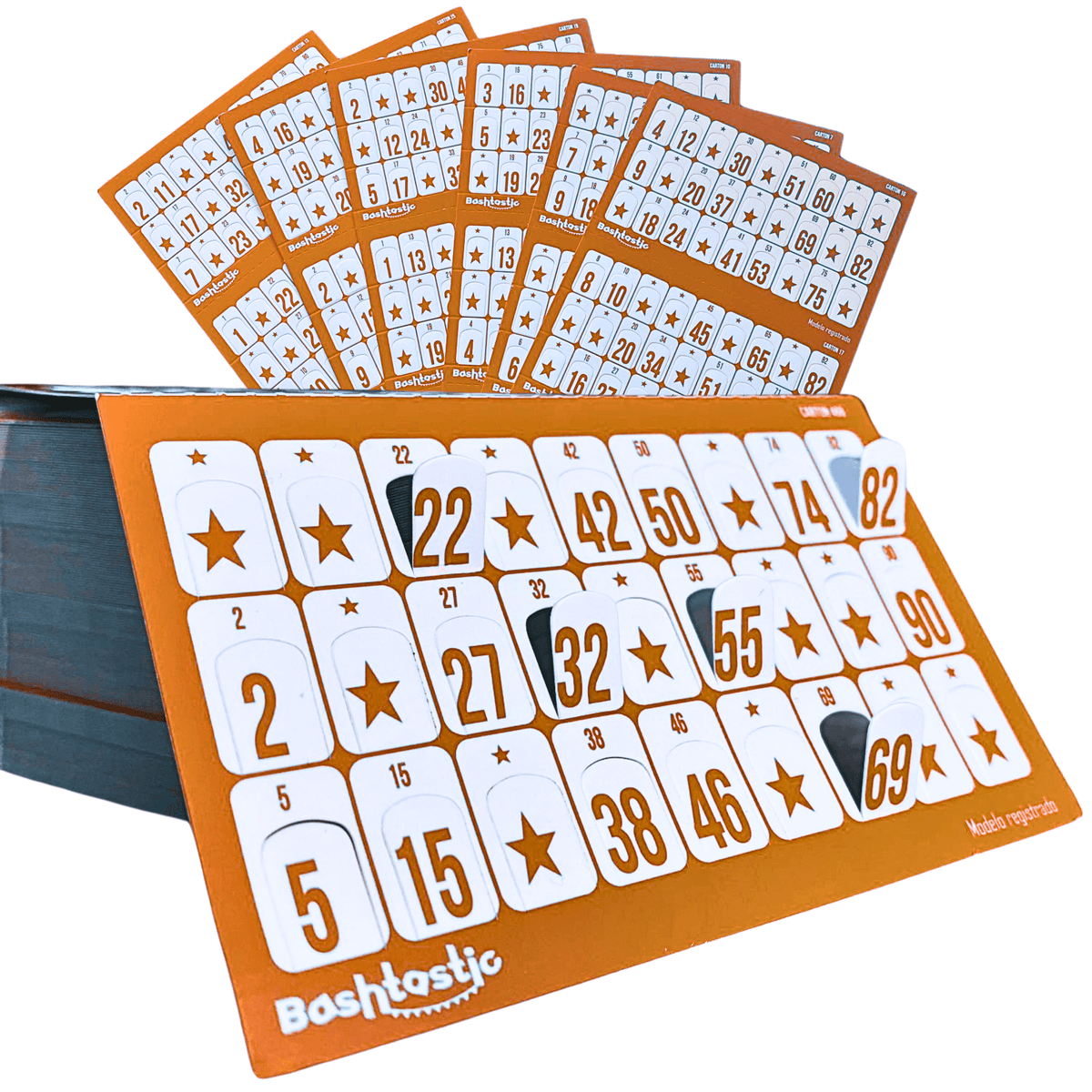 Cartones de Bingo Desechables 504 Naranja - Bashtastic